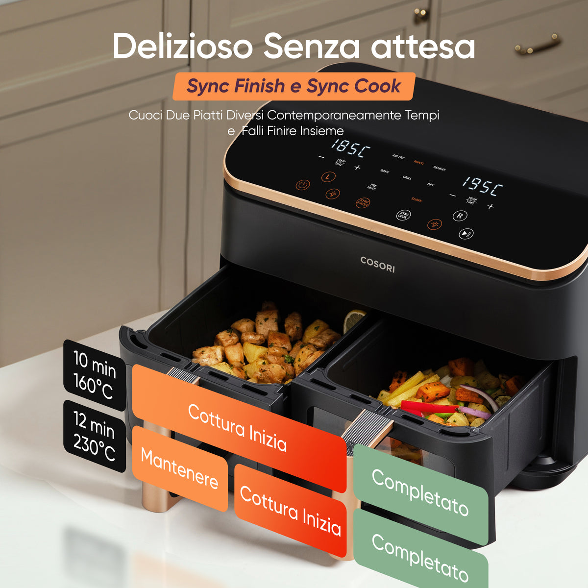 COSORI Friggitrice ad Aria Doppio Cestello