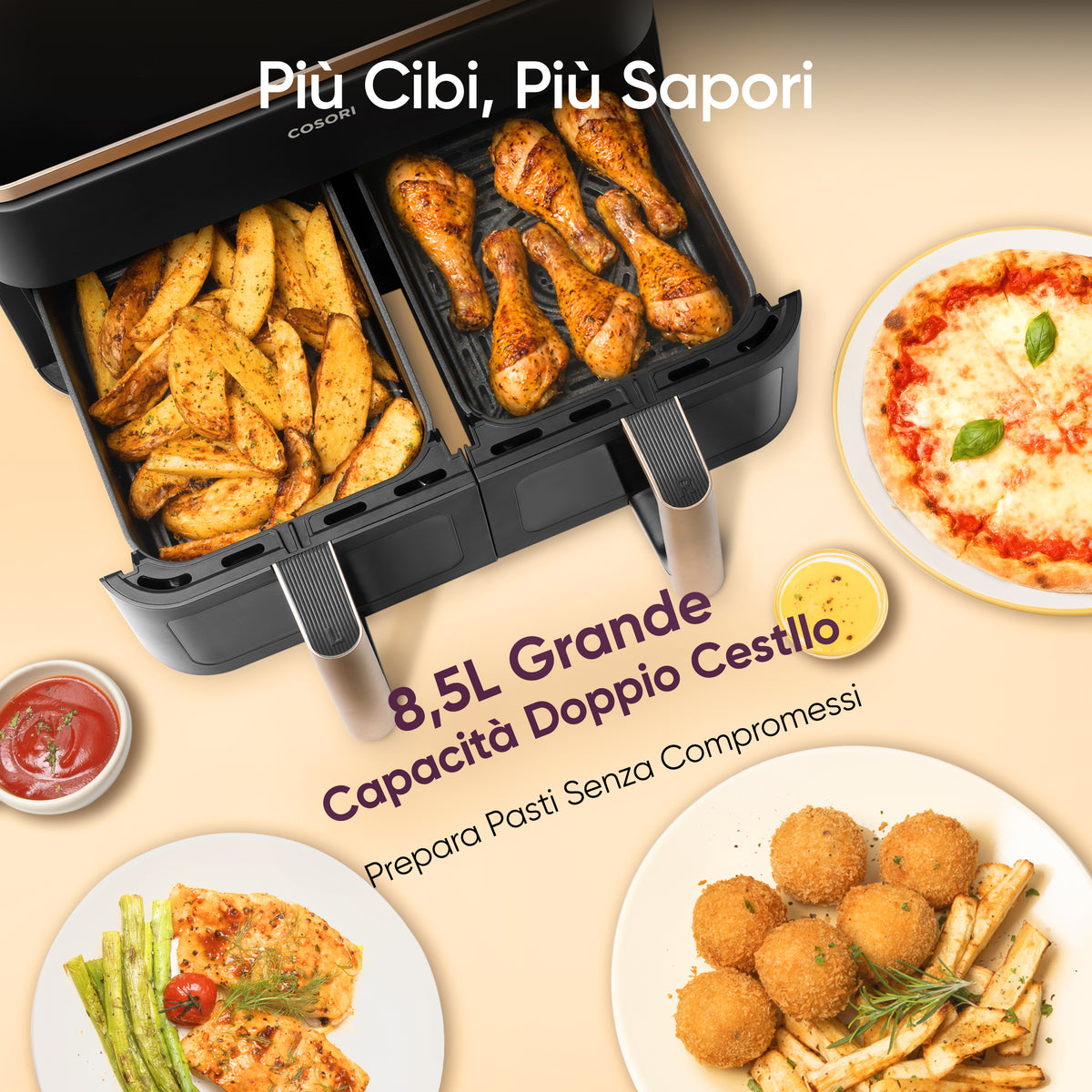 COSORI Friggitrice ad Aria Doppio Cestello