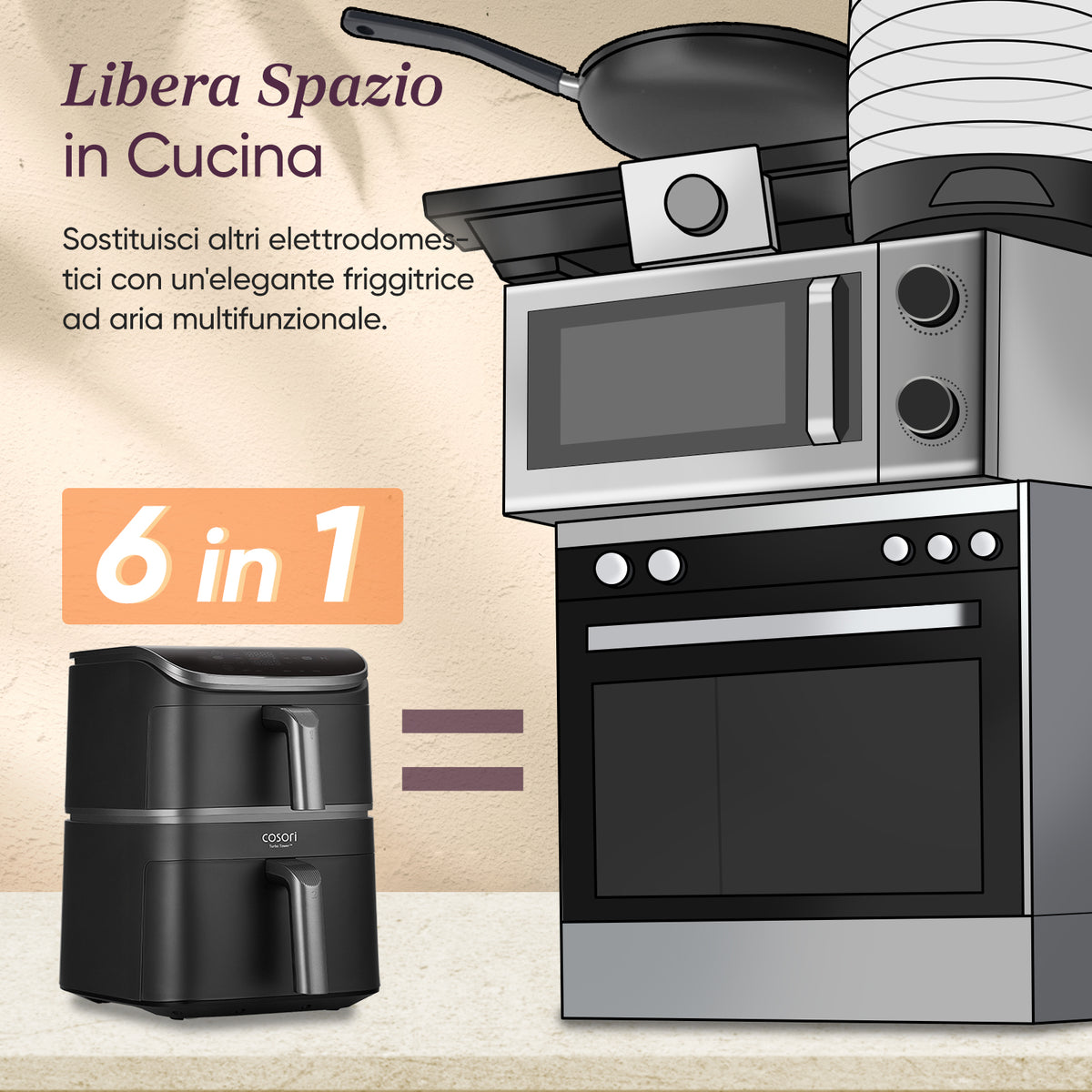 COSORI Turbo Tower 10,8 Litri Friggitrice ad Aria